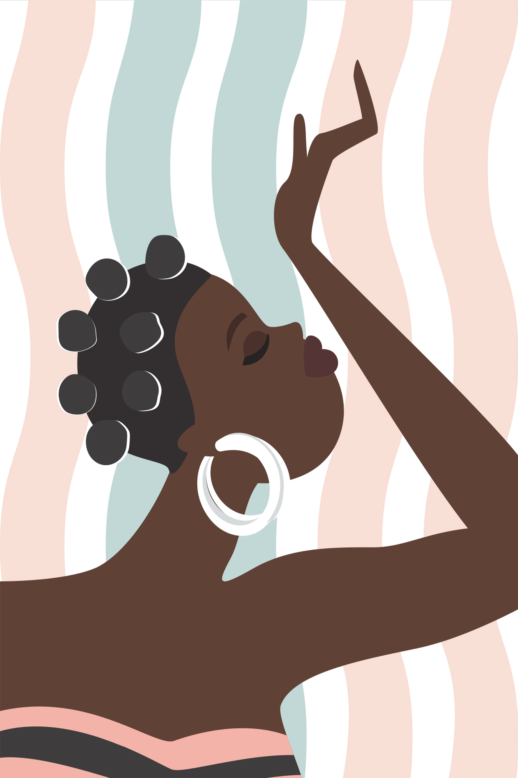 Woman with her hand up