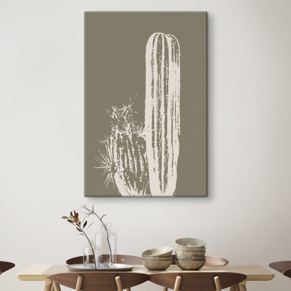 Quadri Quadri Cactus bianco su sfondo marrone (COD: s36477)