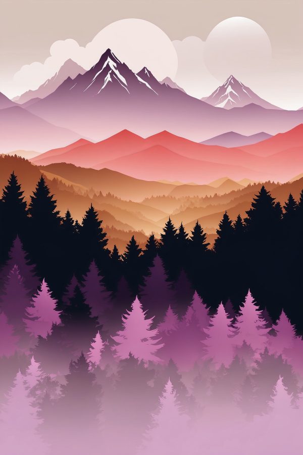 Mountain range with trees and mountains in the background Mountain range with trees and mountains in the background