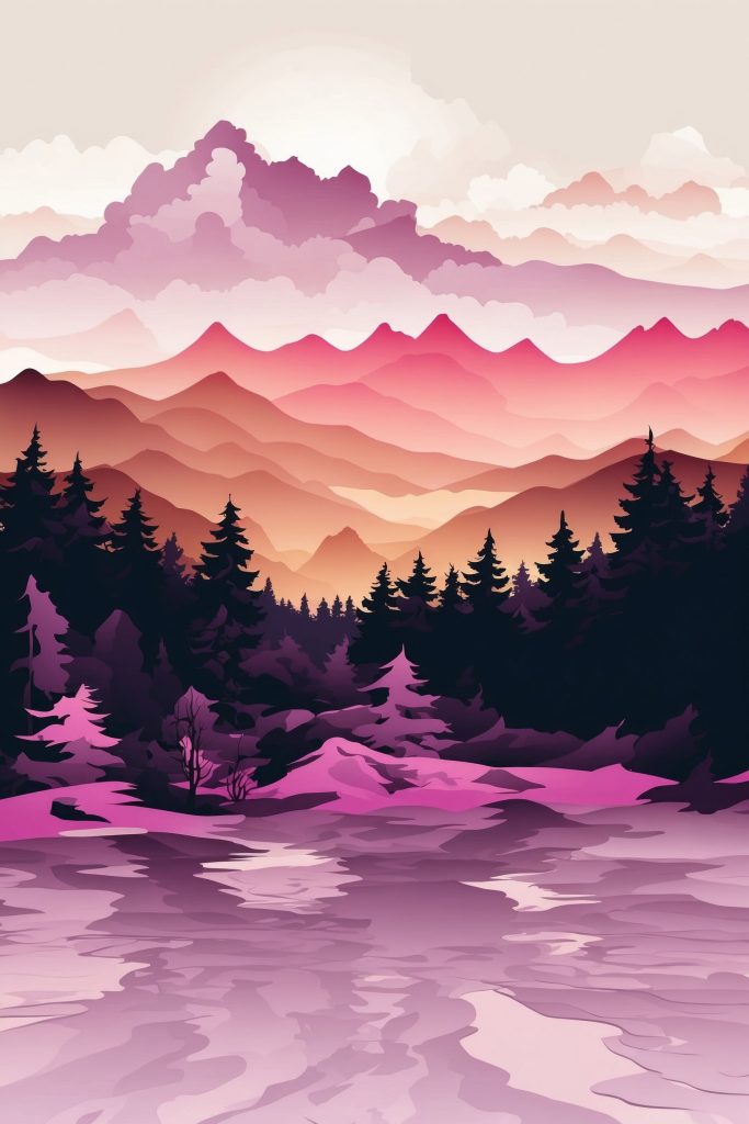 Landscape with mountains and trees