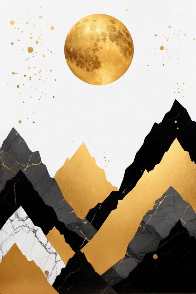 Moon over mountains and a moon