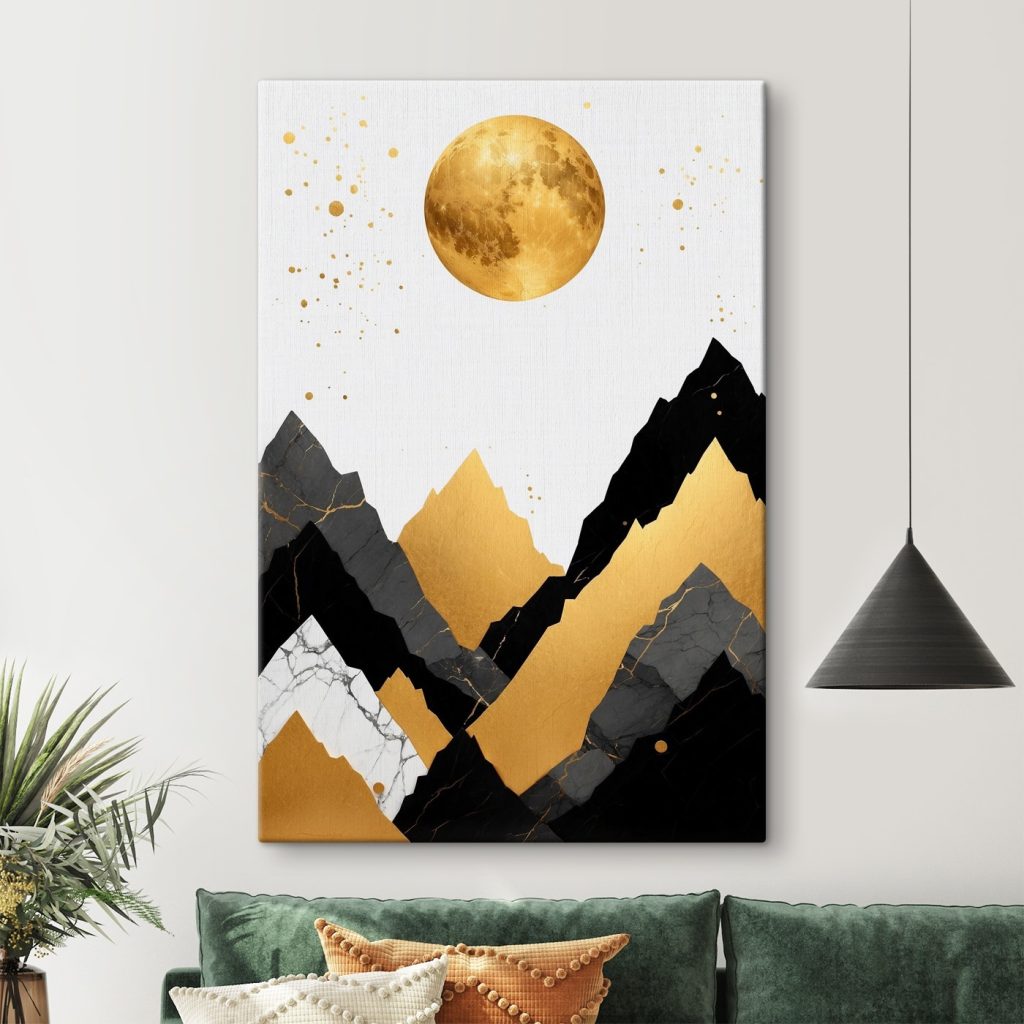 Moon over mountains and a moon