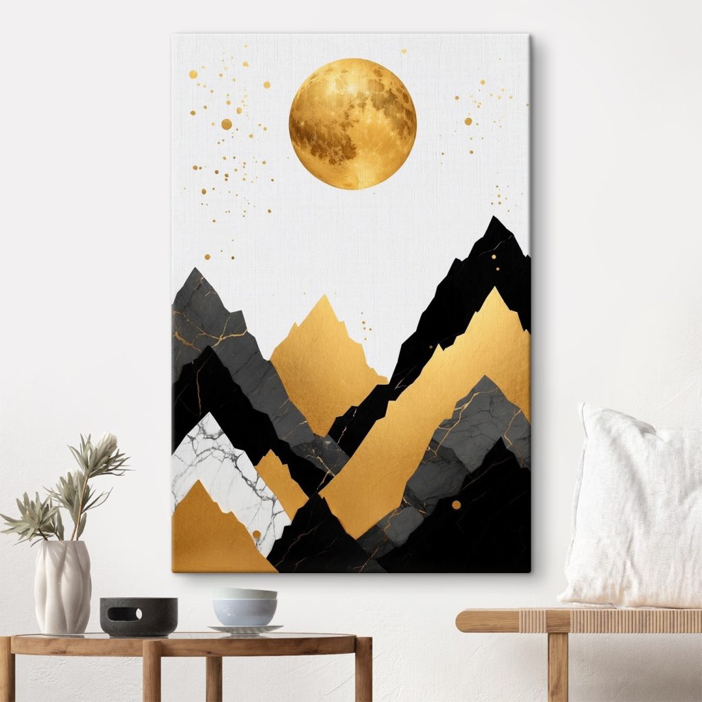 Moon over mountains and a moon