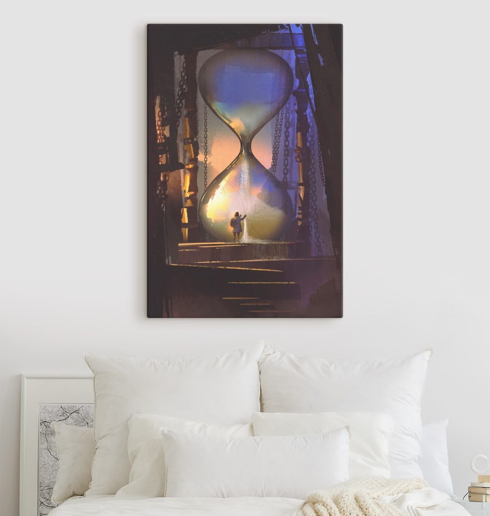 Person standing in a large hourglass Person standing in a large hourglass