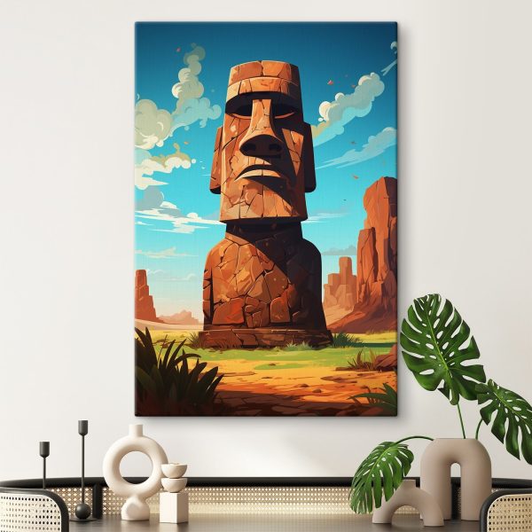 Large stone statue in a desert