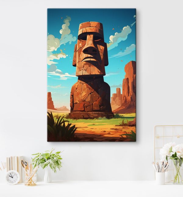 Large stone statue in a desert