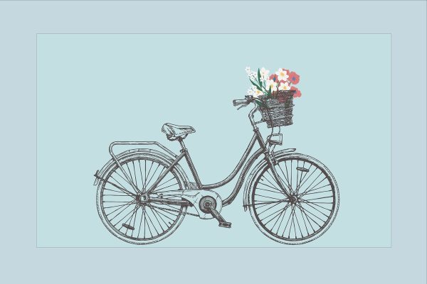 Bicycle with flowers in a basket