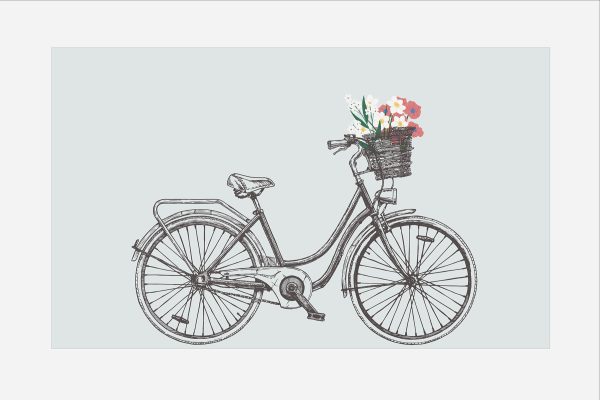 Bicycle with flowers in a basket