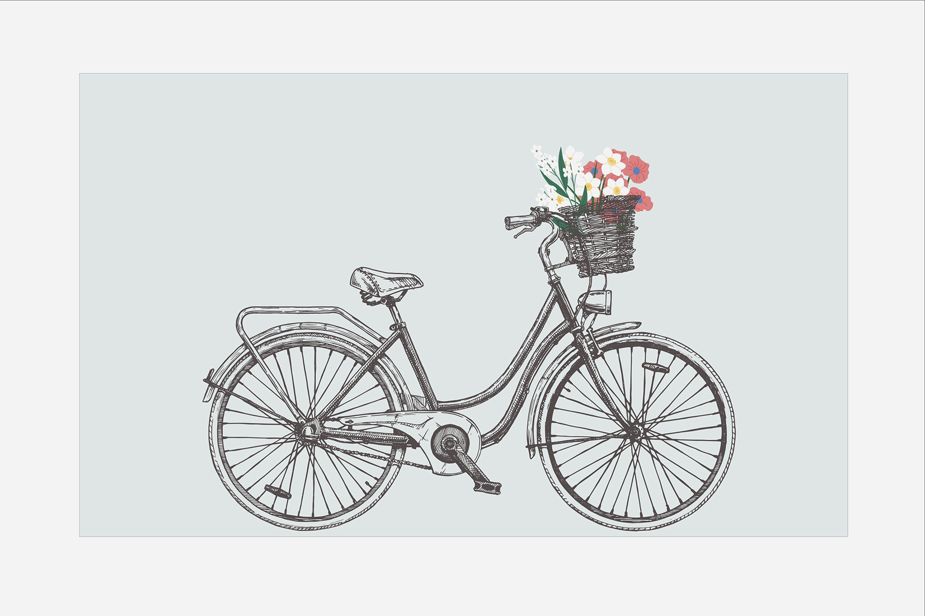 Bicycle with flowers in a basket
