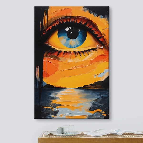 Painting of an eye and a sunset