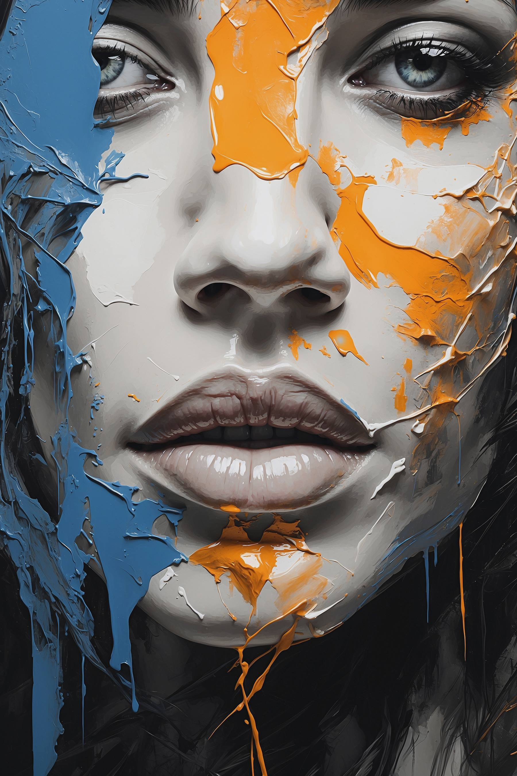 Woman with paint on her face
