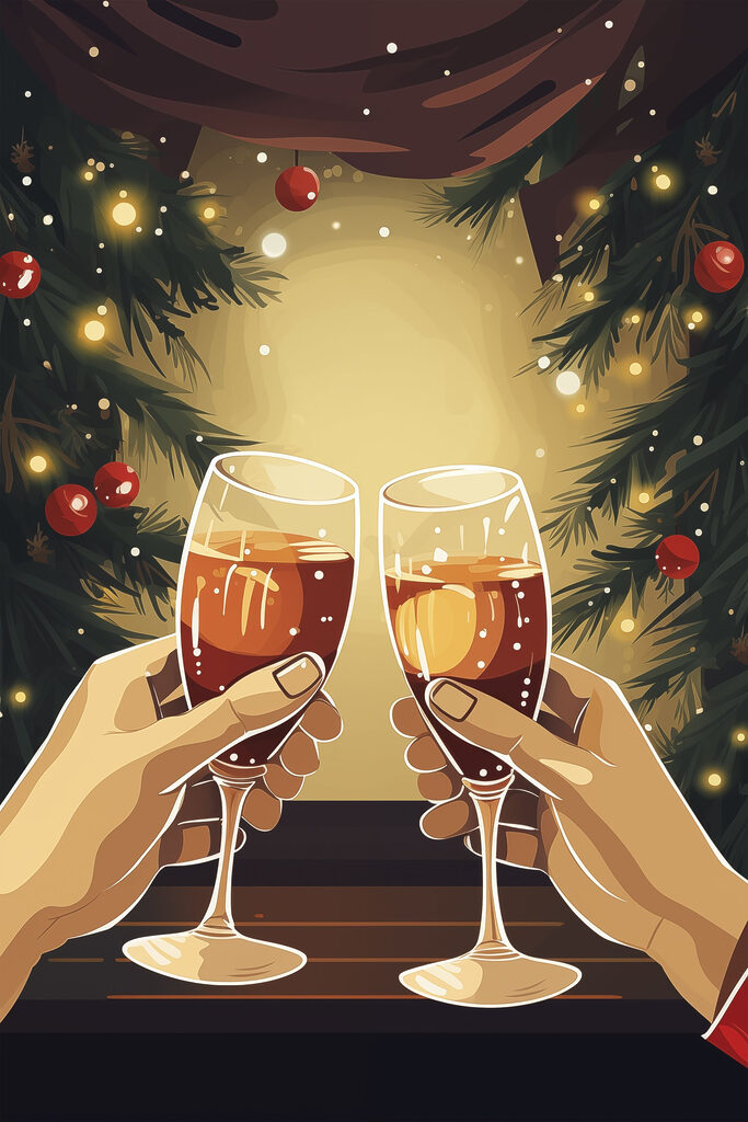 Cartoon of hands holding wine glasses Cartoon of hands holding wine glasses