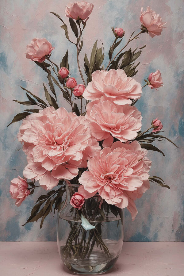 Vase of pink flowers