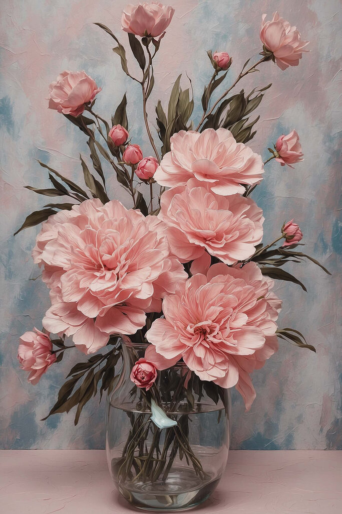 Vase of pink flowers