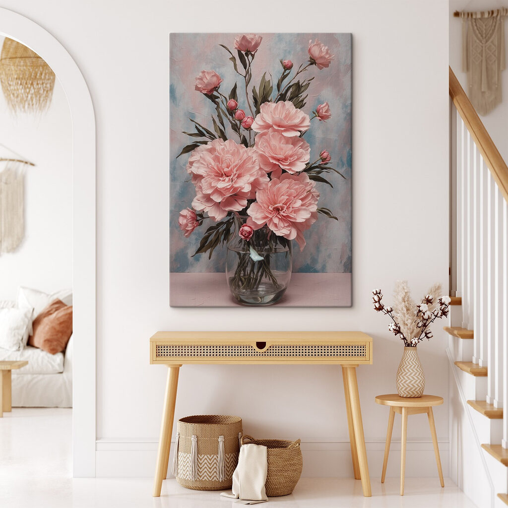 Vase of pink flowers