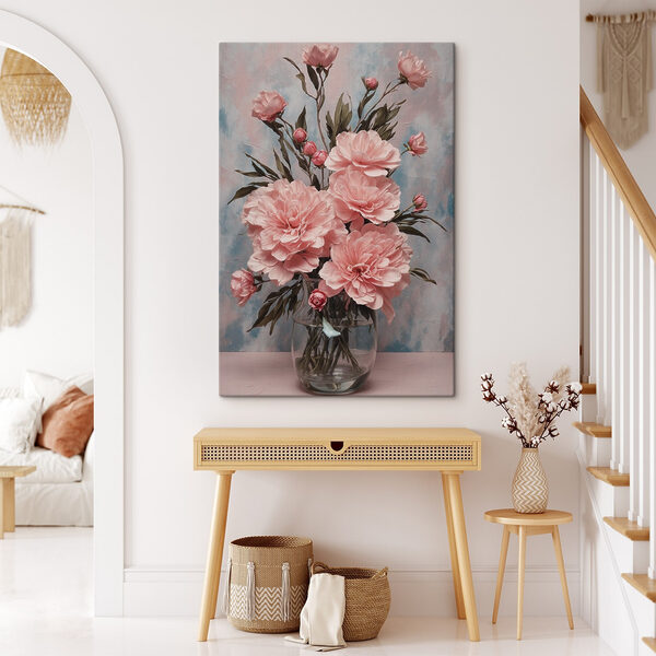 Vase of pink flowers