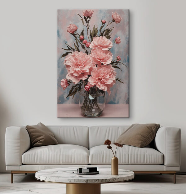 Vase of pink flowers