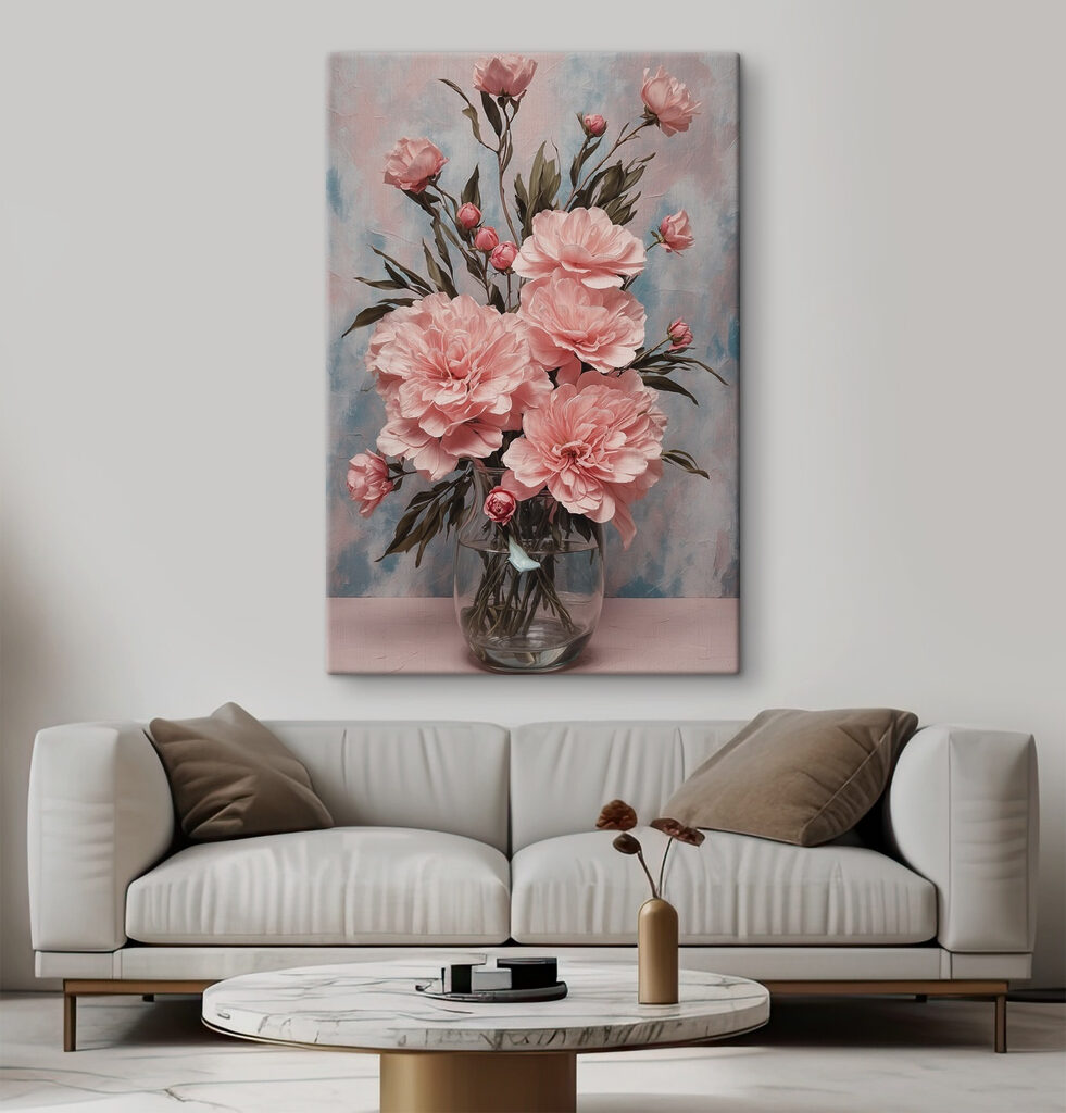 Vase of pink flowers