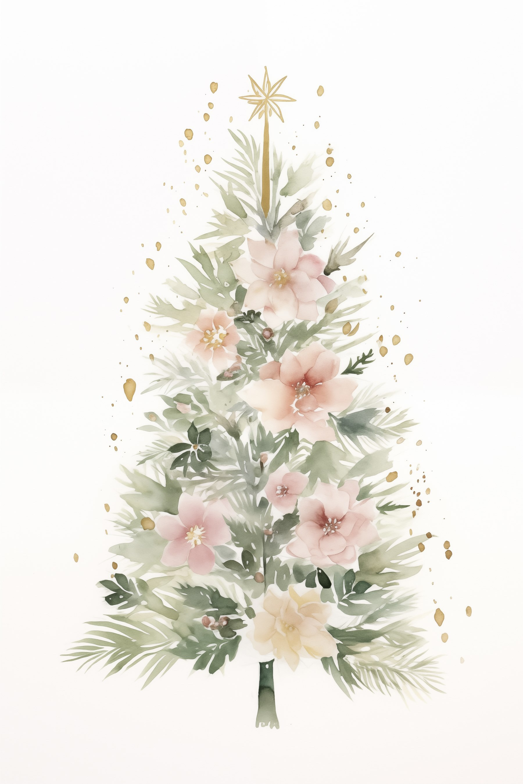 Watercolor painting of a christmas tree Watercolor painting of a christmas tree