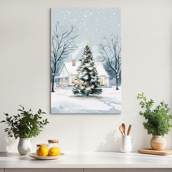 Quadri Quadri Albero di Natale davanti a una casa (COD: s41364)