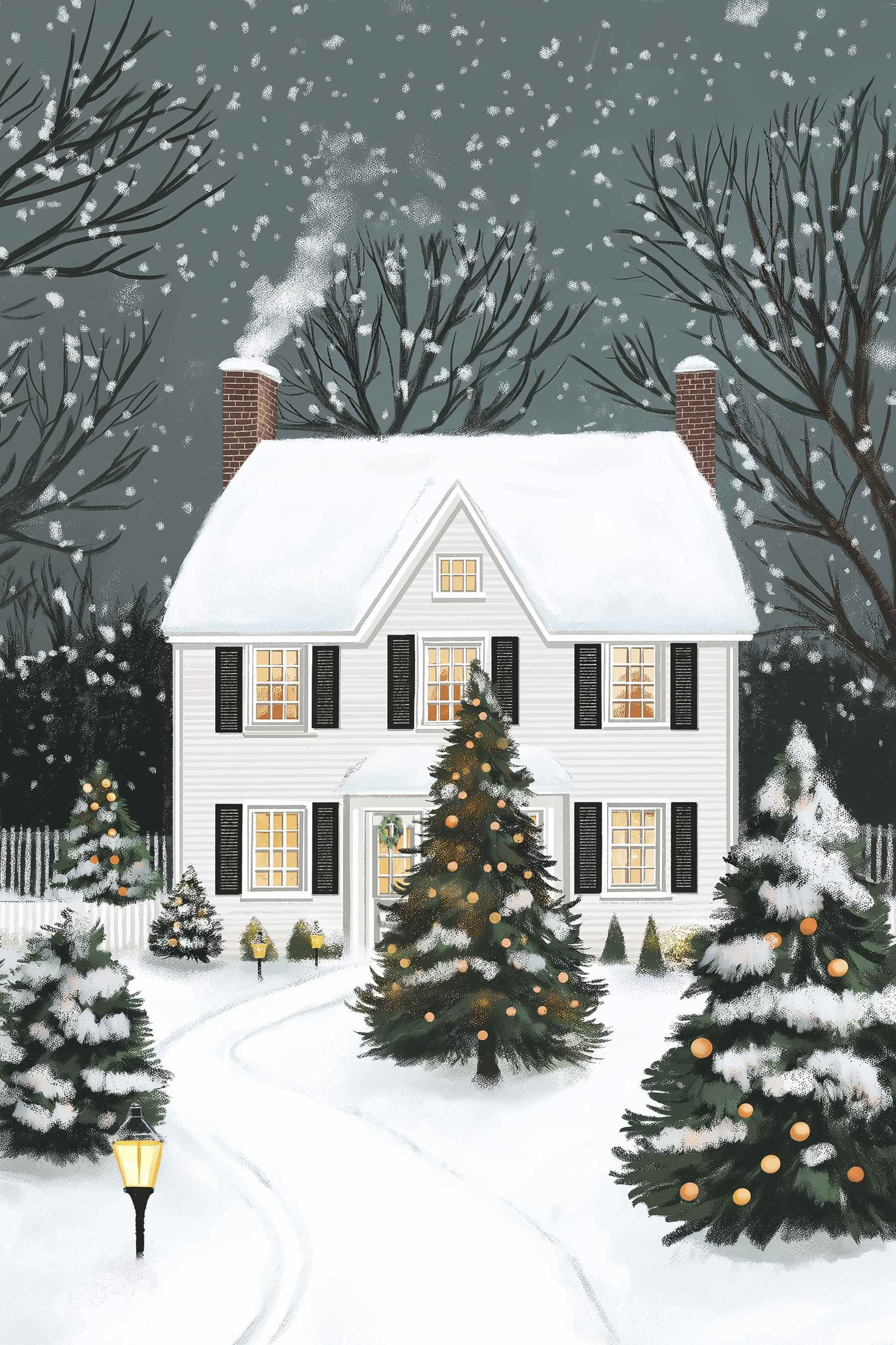 House with trees and snow