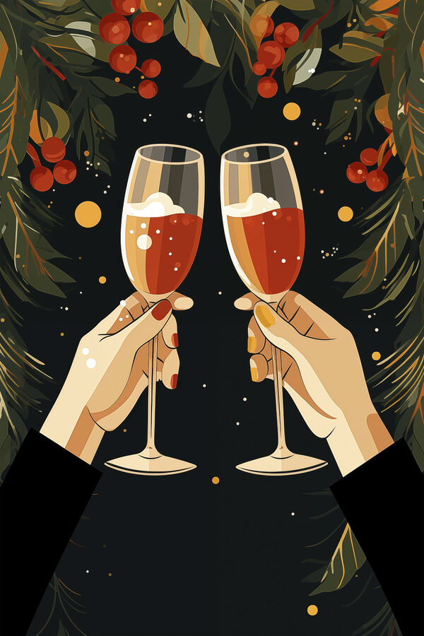 Pair of hands holding wine glasses