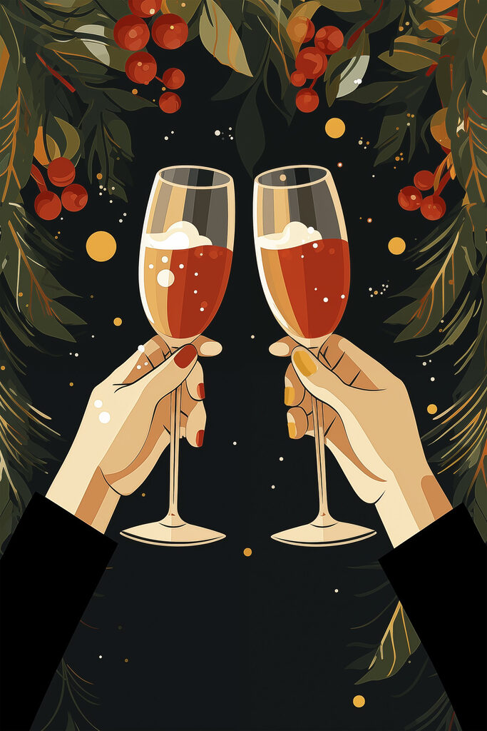Pair of hands holding wine glasses