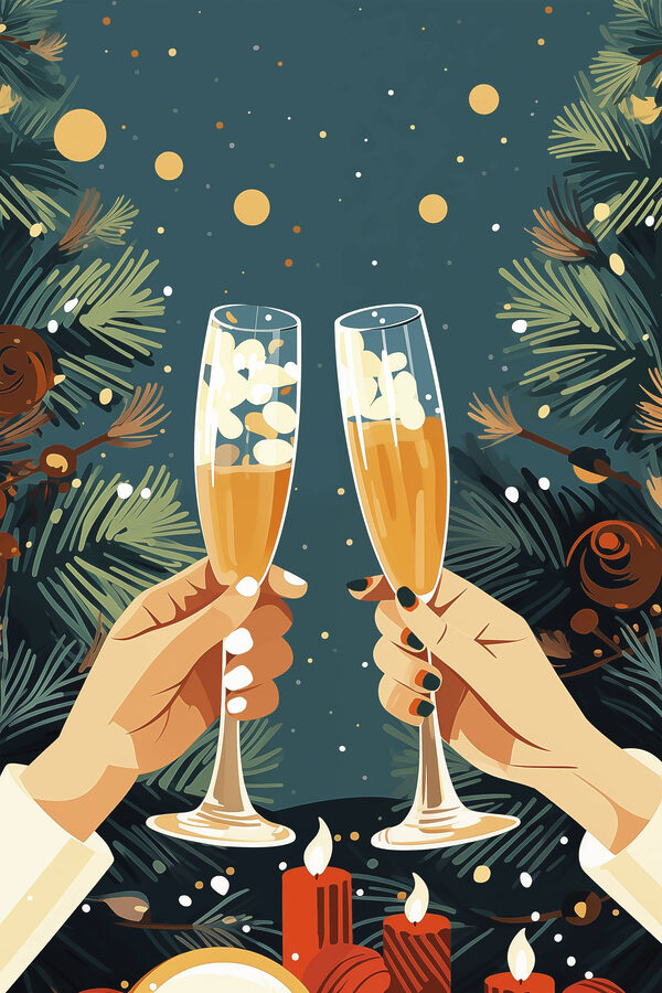 Pair of hands holding champagne glasses Pair of hands holding champagne glasses