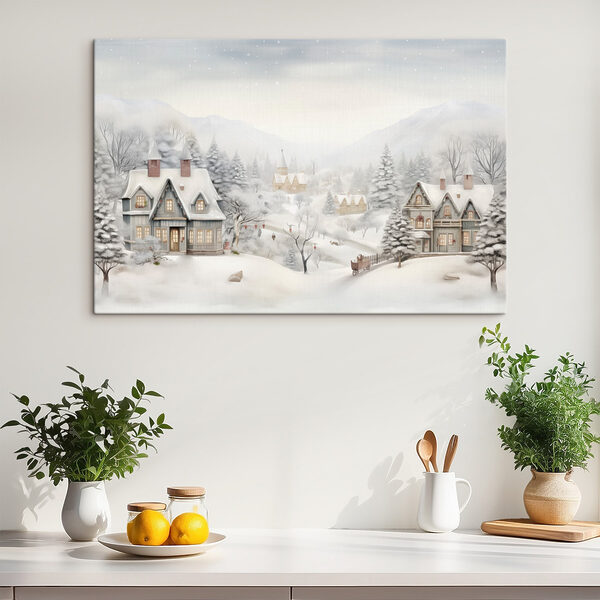 Quadri Paesaggio innevato con case e alberi (COD: s41384) Quadri Quadri Paesaggio innevato con case e alberi (COD: s41384)