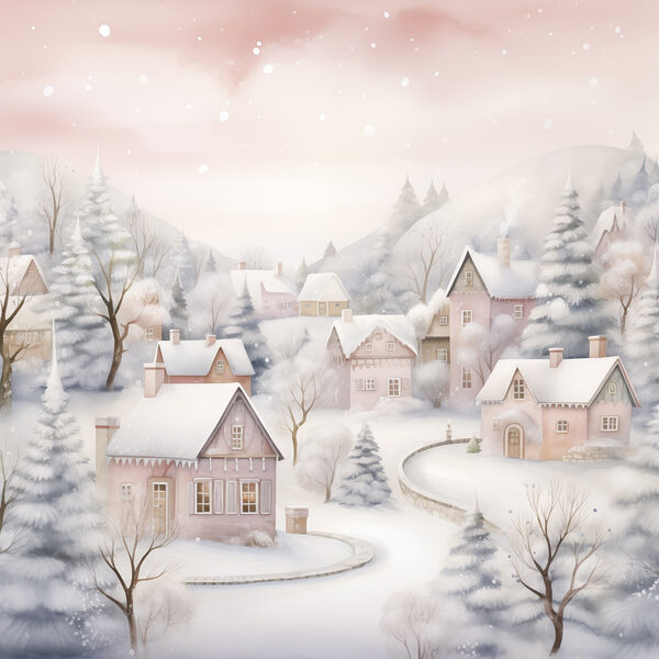 Painting of a snowy village