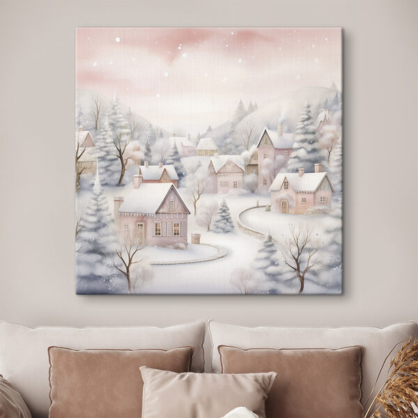 Painting of a snowy village