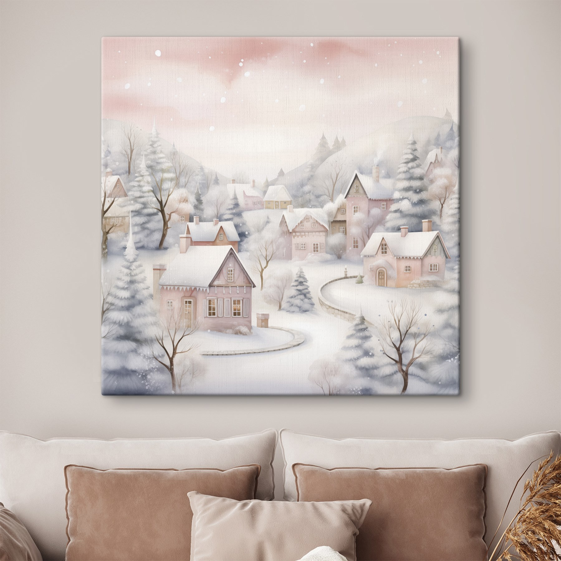 Painting of a snowy village