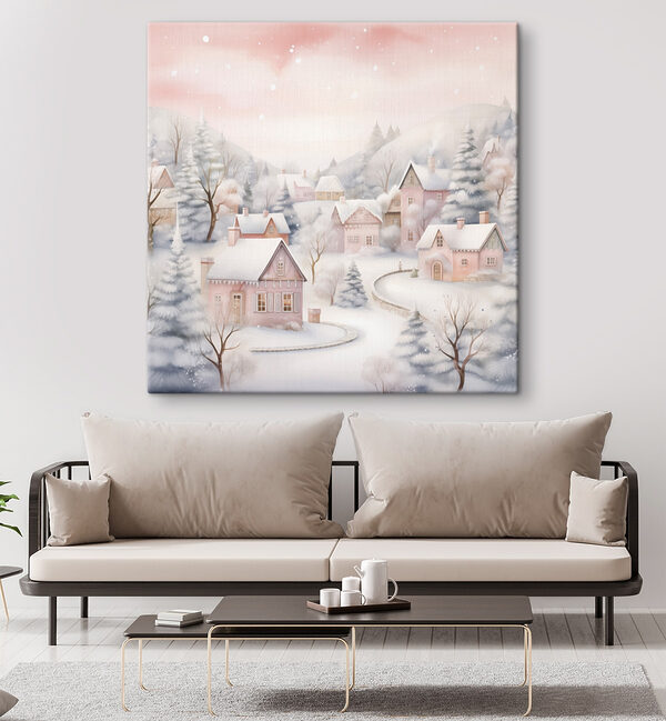 Painting of a snowy village