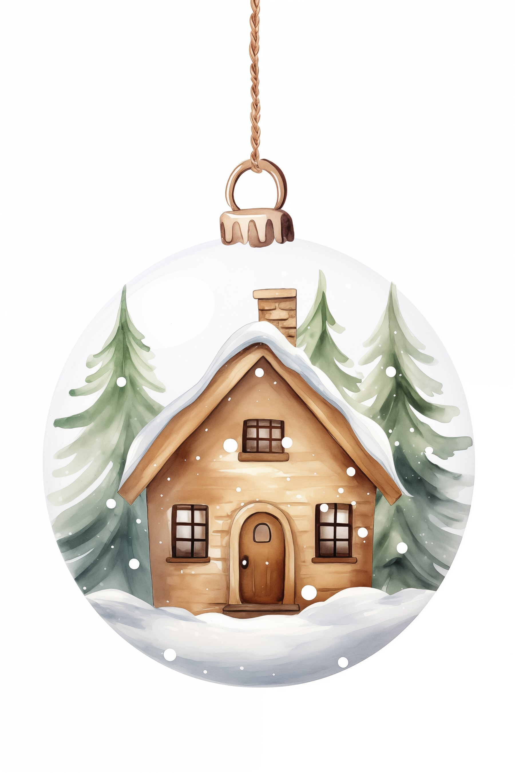Glass ball with a house and trees in it