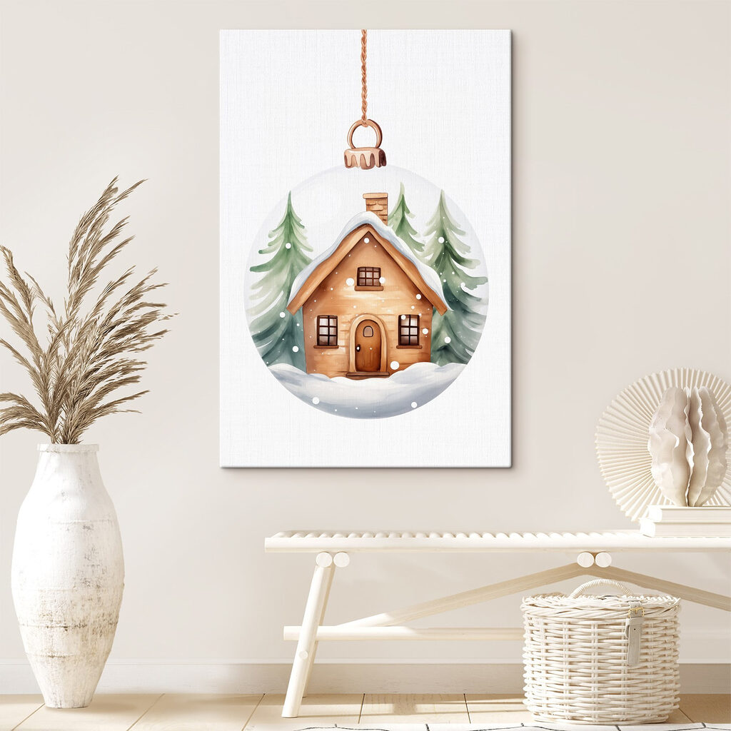 Glass ball with a house and trees in it