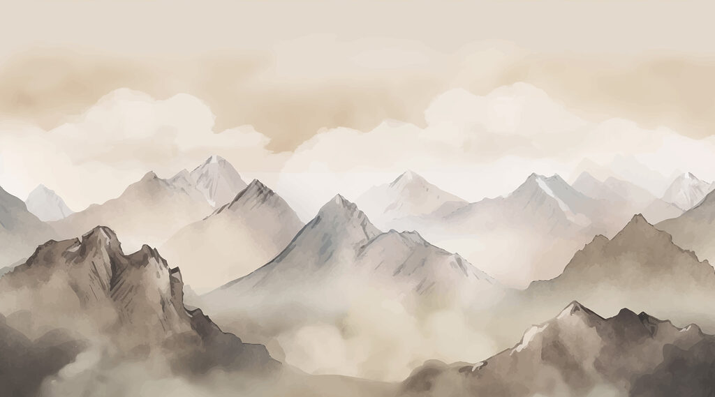 Pittura di montagne e nuvole Pittura di montagne e nuvole