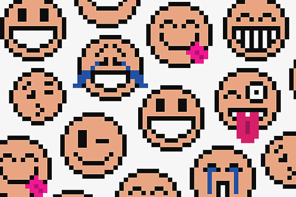 Seamless pattern of smiley faces