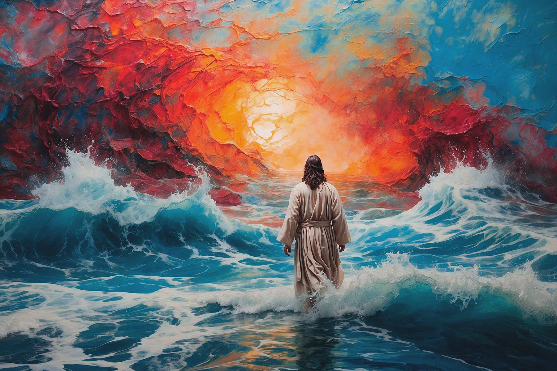Person walking in the water
