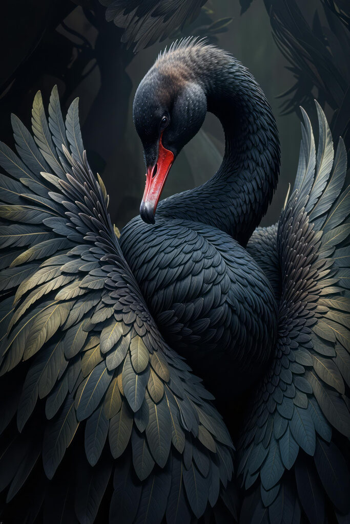 Black swan with a red beak Black swan with a red beak