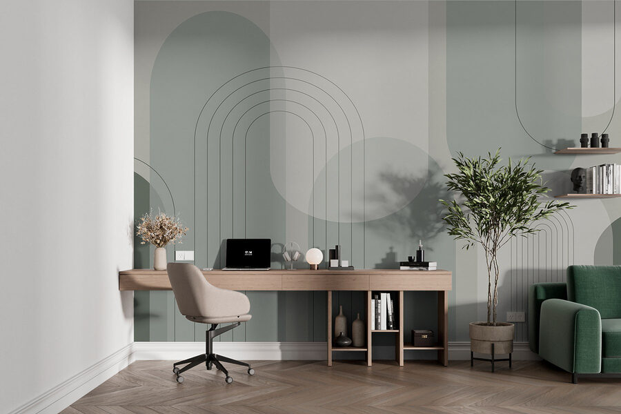 Sfondo grigio e bianco con linee e cerchi