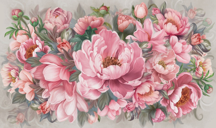 Pittura di fiori rosa