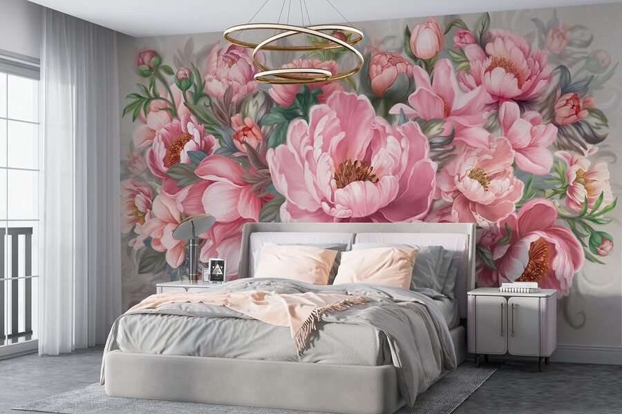 Pittura di fiori rosa