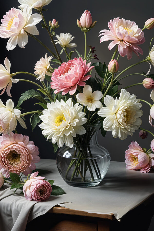 Vase of flowers on a table