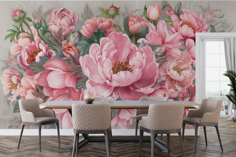 Pittura di fiori rosa