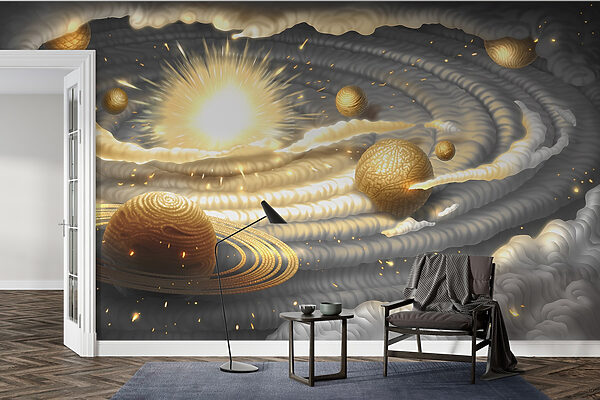 Pianeta con anelli e stelle nel cielo Pianeta con anelli e stelle nel cielo