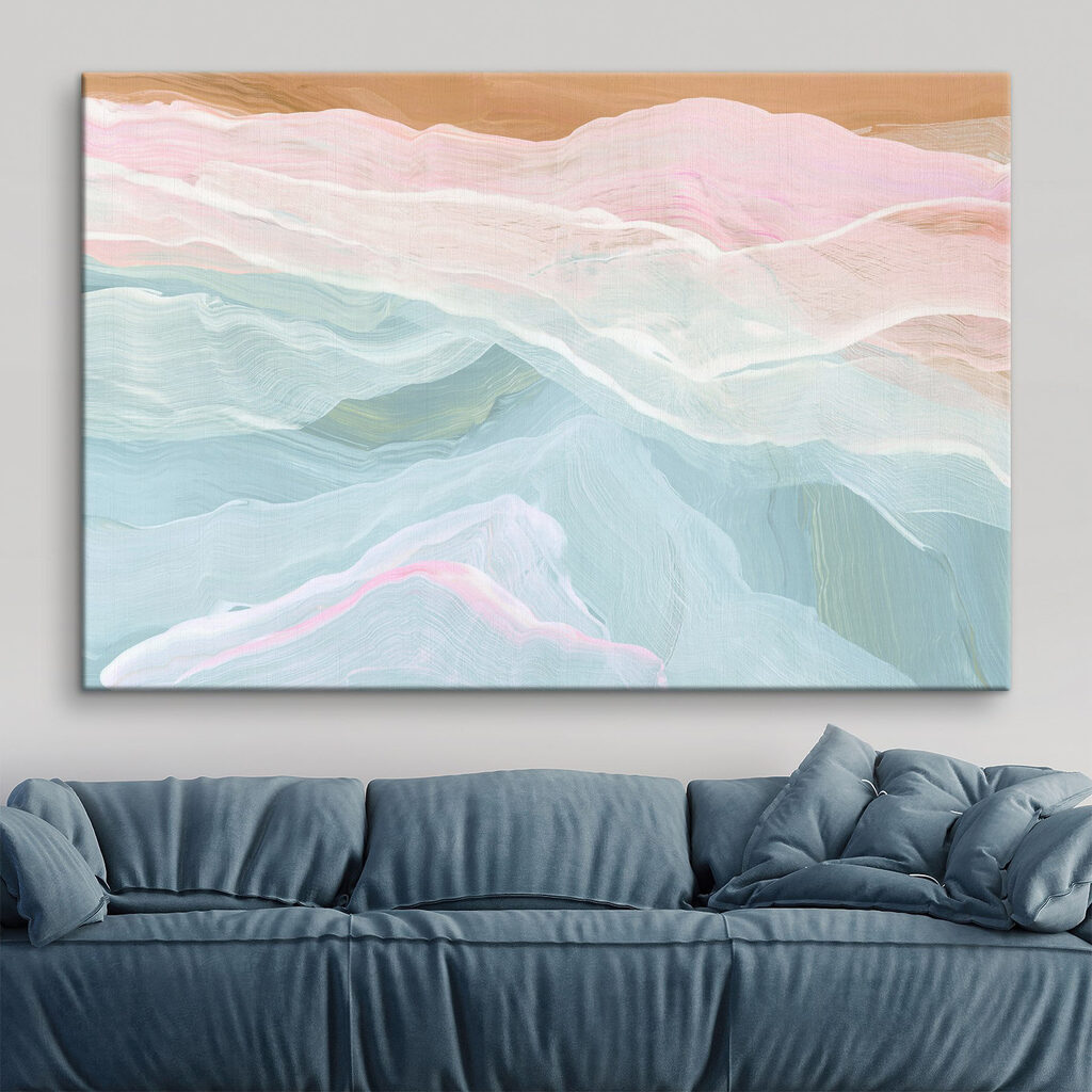 Painting of a pink and blue wave Painting of a pink and blue wave