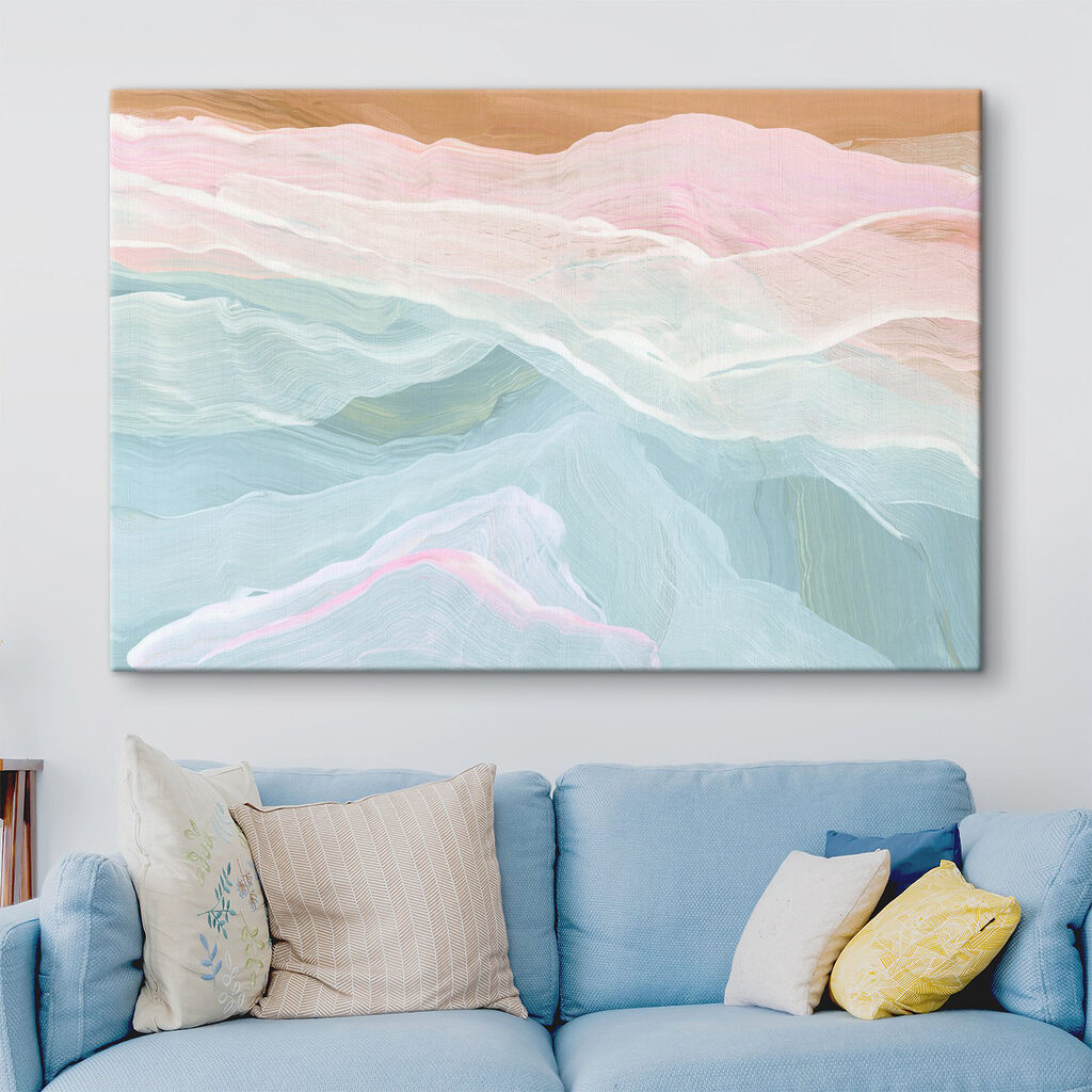 Painting of a pink and blue wave Painting of a pink and blue wave