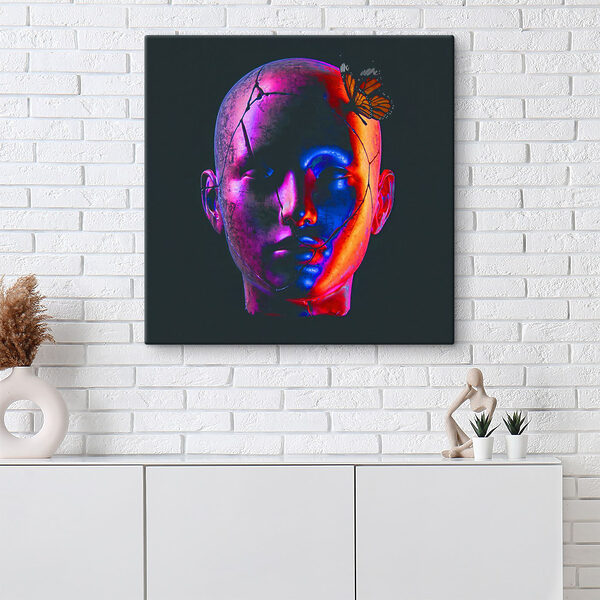 Broken head with a butterfly on it