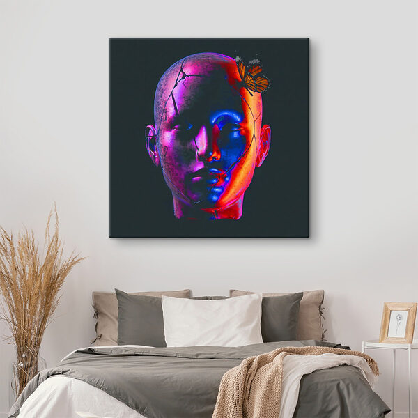 Broken head with a butterfly on it