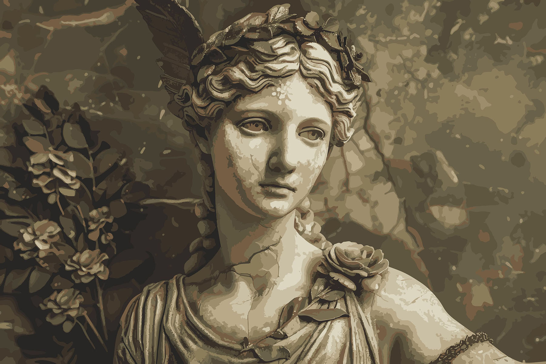 Statue of a woman with feathers in her hair